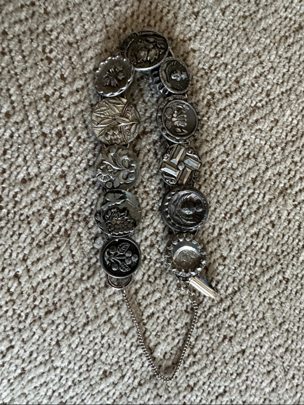 Vintage silver button bracelet unique